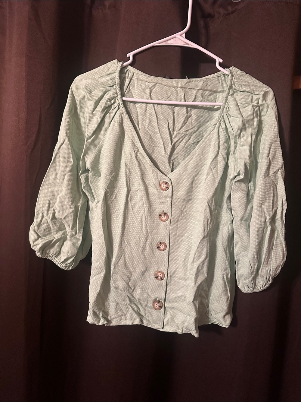 Light Mint gButton-Front Women’s Blouse